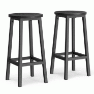 Helloshop26 - Tabourets hauts lot de 2 chaises de bar siège de cuisine cadre en acier hauteur 65 cm montage facile style industriel 12_0007762 - mét