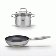 Lot Poêle céramique 28 cm et Faitout 12 cm Elo Profi Therm Platinum - gris inox 3176239951707