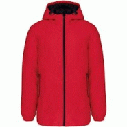 Parka à capuche recyclée imperméable rouge T.XL Kariban - polyester déperlant, finition peau de pêche Parka à capuche recyclée imperméable rouge T.XL Kariban - polyester déperlant, finition peau de pêche