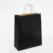 Sac kraft vergé noir poignées torsadées 24x10x31cm - par 50