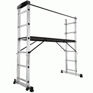 TECTAKE échelle polyvalente aluminium 4 en 1, échelle simple double échafaudage, plateforme 147x40 cm, argent - gris aluminium 401668