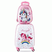 Valise 16’’ À roulettes + sac À dos 12’’ valise voyage enfant motif licorne 20_0001372