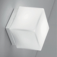 Zafferano Dado Applique Et Plafonnier Au Design Moderne En Métal Blanc Mat Avec Diffuseur En Verre Triplex Opale, Dimensions 11X11X13 Cm, Douille E27