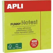 Apli Lot de 12 Bloc de 100 notes adhésives 75x75 vert fluo - 8410782118992