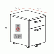 Caisson mobile avec tiroir pour dossiers suspendus - Mobel Linea - Wengé, Gris aluminium