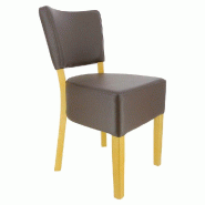 Chaise d'intérieur Amsterdam bois naturel, tapissée simili cuir chocolat - par 2