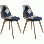 Chaise scandinave Patchwork (Lot de 2) Bleu The Home Deco Factory - bleu 3664944171980 Chaise scandinave Patchwork (Lot de 2) Bleu The Home Deco Factory - bleu 3664944171980
