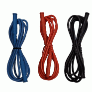 CHAUVIN ARNOUX - Jeu de 3 cordons PVC (1 rouge, 1 noir, 1 bleu) - Fiche male droite diamètre 4mm isolée - 15A - 1,5m - 1000V CAT IV