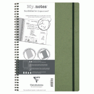Clairefontaine Lot de 5 Cahier Age Bag My.Notes A4, 120p./60 feuilles marge détachable 90 g/m² reliure intégrale, couv. Coloris vert, dot grid - 33