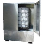 Conteneur de stockage pour produits dangereux en acier galvanisé - version haute - 1000L de rétention avec carénage et serrure