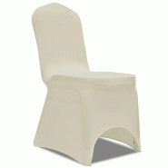 Décoshop26 - 50 housses de chaise extensibles crème DEC022281 - beige 3001308269608