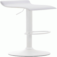 Décoshop26 - Tabouret de bar x1 design minimaliste hauteur réglable repose-pieds en PVC blanc et métal blanc 10_0005611 - blanc métal 3000265116727