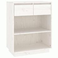 Helloshop26 - Armoire console moderne avec réparations espace de rangement 60 x 34 x 75 cm en bois de pin blanc 02_0048115 - blanc Bois massif 300023