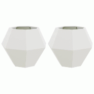 Helloshop26 - Lot de 2 jardinières rectangulaires pour terrasse 75 x 75 x 60 cm design extérieur en acier blanc 02_0053107 - blanc acier 3000237763751