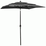 Helloshop26 - Parasol à 3 niveaux avec mât en aluminium 2 x 2 m anthracite 02_0008740 - aluminium 3000465782722