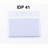 PORTE-BADGE 103x90mm - Référence : IDP41 - Lot de 100 - Pochette souple en vinyle cristal avec perforation universelle