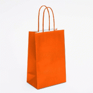 Sac kraft orange givrée poignées torsadées coordonnées 14x8,5x21,5 cm - par 50