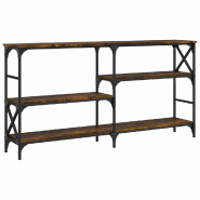 Table console chêne fumé 150x29x76,5 cm bois d'ingénierie Modèle Atlas Office Nordique - 835471