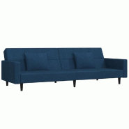 VidaXL Canapé-lit à 2 places avec deux oreillers bleu velours Modèle Perlénis - 375815