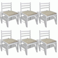 VidaXL Chaises à manger lot de 6 blanc bois solide et velours Modèle Wervélia - 272092