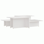 VidaXL Tables basses 2 pcs Blanc 111,5x50x33 cm Bois d'ingénierie Modèle Atlas Master Vision - 805562