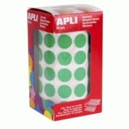 Apli 2832 gommettes rondes, diam. 15 mm, en rouleau, coloris vert - 8410782048589