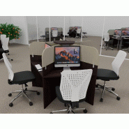 Bureau call center 5 places forme marguerite avec cloisons acoustiques. - wenge, 5 places, beige da054_0