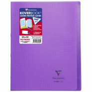 Clairefontaine Lot de 10 Cahier Kover Book 24x32, 96p./48 feuilles 90 g/m² piquées, couv. Transparente violet, quadrillé 5x5 + marge - 3037929816051