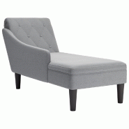 Décoshop26 - Méridienne chaise longue canapé pour intérieur avec coussin et accoudoir droit gris clair tissu gris DEC026255 - gris 3000255719877