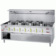 Fourneau wok 7 bruleurs, avec rideau d'eau - PCHINA/7L