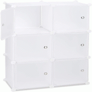Helloshop26 - Armoire étagère de rangement meuble avec 6 portes blanc 13_0002585_2 - blanc métal 3000145808988