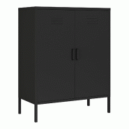 Helloshop26 - Armoire étagère meuble de rangement métallique acier 102 x 80 x 40 cm noir mat 03_0008912 - noir métal 3000224412938