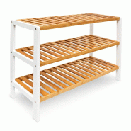 Helloshop26 - Étagère à chaussures pratique 3 niveaux 90 x 30 x 90 cm design scandinave finition laquée en bambou blanc 13_0005123 - blanc Bambou