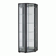 K-Möbel Vitrine d'angle en verre sur pied 176x56,5x56,5 cm Made in Germany avec serrure miroir & LED Noir - noir Bois manufacturé C1085S
