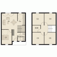 Maison à ossature en bois à étages optimale 9 / surface habitable 100 m² / 7 pièces / toit double pente / pmr