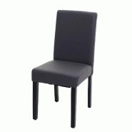 Mendler Chaise de salle à manger Littau, chaise de cuisine, similicuir ~ gris mat, pieds foncés - gris matière synthétique 74519