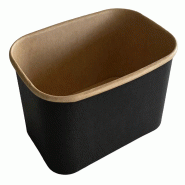 NOVABOWL Saladier Poke Bowl Rectangulaire Noir 173x121x75mm 1000ml - Salade & Plat Chaud - Ingraissable - Lot de 300 (6x50) - noir en carton BRN1000