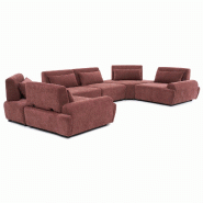 Oviala Business Canapé d'angle modulable 6 places dossier ajustable 462 cm rouge brûlé - rouge polyester 115728