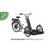 Triporteur électrique gris anthracite pour transporter un fauteuil roulant - Freins hydrauliques, moteur puissant 65 Nm_1