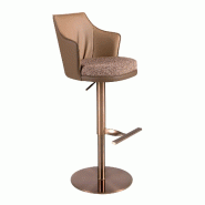AC ANGEL CERDA Angel Cerdá Tabouret pivotant en tissu marron marbré et similicuir marron 4226C 57 x 54 x 87 - marron polyester 8435631044697