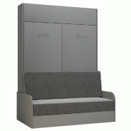 ARMOIRE LIT ESCAMOTABLE DYNAMO SOFA ACCOUDOIRS STRUCTURE GRIS MAT CANAPÉ GRIS COUCHAGE 140*200