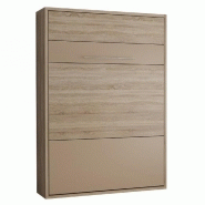 ARMOIRE LIT ESCAMOTABLE MYKONOS CHÊNE NATUREL / BEIGE COUCHAGE 140*200 CM.