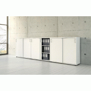 Armoire mi-haute portes coulissantes - MDD - Blanc, 160, Sans socle de finition_0