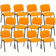 CLP Lot de 12 chaises empilables Ken en tissu Orange - orange textile 313028 CLP Lot de 12 chaises empilables Ken en tissu Orange - orange textile 313028