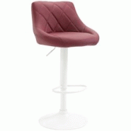 CLP Tabouret de bar Lazio en similicuir avec pied en métal Bordeaux/Blanc - rouge polyester 321762 CLP Tabouret de bar Lazio en similicuir avec pied en métal Bordeaux/Blanc - rouge polyester 321762