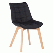 Décoshop26 - Chaise de salle à manger x1 rembourrage généreux en velours noir piètement en bois 10_0002087 - noir 3000250836470 Décoshop26 - Chaise de salle à manger x1 rembourrage généreux en velours noir piètement en bois 10_0002087 - noir 3000250836470