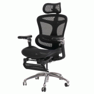 Décoshop26 - Fauteuil de bureau pivotant support lombaire ergonomique avec repose-pieds rabattable et accoudoirs réglables maille 04_0006233 - 30002