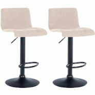 Décoshop26 - Lot de 2 tabourets de bar design simple avec repose-pieds en tissu crème pieds en métal noir 10_0004051 - noir 3000251909685 Décoshop26 - Lot de 2 tabourets de bar design simple avec repose-pieds en tissu crème pieds en métal noir 10_0004051 - noir 3000251909685