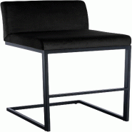 Décoshop26 - Tabouret de bar x1 avec dossier pieds en forme de luge en métal noir assise en velours noir 10_0005624 - noir métal 3000265125026
