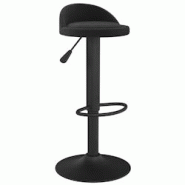 Décoshop26 - Tabouret de bar x1 chaise haute hauteur réglable en velours noir et acier DEC029537 - noir 3000257424335